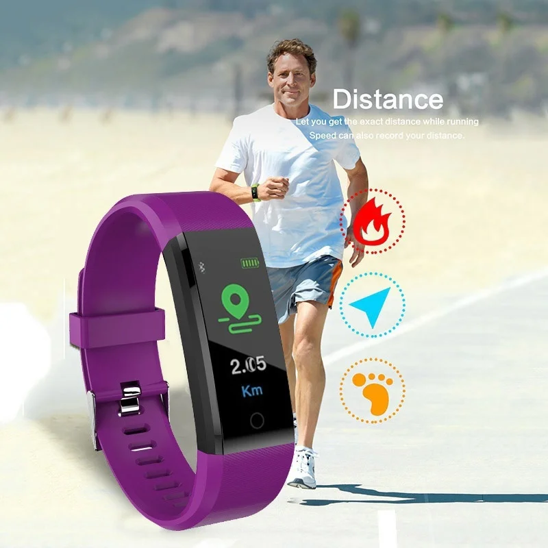 Водонепроницаемый цветной экран умный спортивный браслет шагомер часы фитнес-бег трекер ходьбы сердечного ритма шагомер смарт-браслет