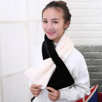 

[DIFANNI ]Winter Women Warm Scarves Good Quality Soft Faux Fur Neck Warmer Fashion All-match Bear Thick Spell Color Scarf