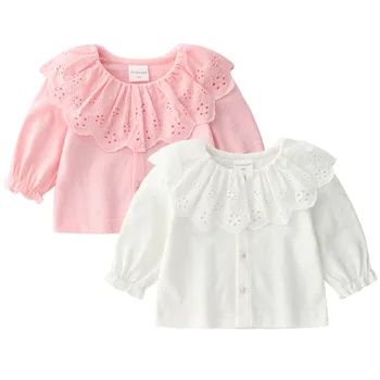 

Baby Girl Cotton Lace Cardigan 2018 Fall New Fall White Pink Ruffle Thin Jacket Waistcoat Infant Girl Cute Clothing Born 3m Gift