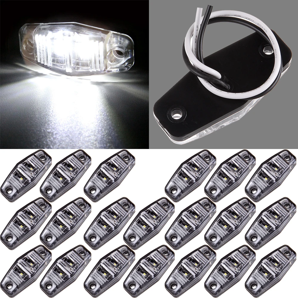 

ECCPP 20) Trailer 2Diode Clear / White Clearance Side Fender Marker Truck Mini Sealed
