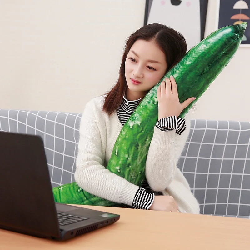 70/110cm Huge Funny Simulation Cucumber Plush Toy Stuffed Cute Fruits Pillow Funny Kids Children Christmas Gift Doll 1pc