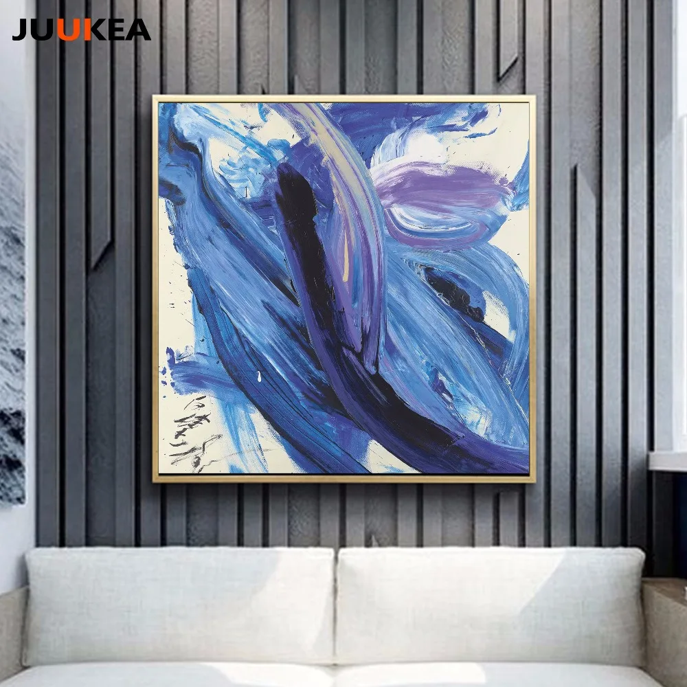 

Blue Classic Abstract Canvas Art Print Painting Poster,Wall Picture For Living Room Sofa Background, Home Decor No Frame