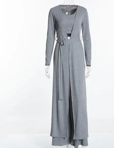 Mode Large Décontracté Tricots Pièces Veste Femmes Cardigan Manches 3 Split Long À Ensemble Costume Pantalon Jambe Longues De qpROxTTEw