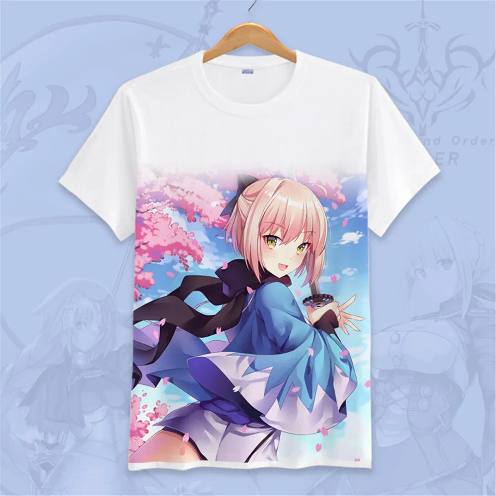 Anime Fate//Grand Order FGO Okita Souji Unisex Short Sleeve T-Shirt Casual TEE
