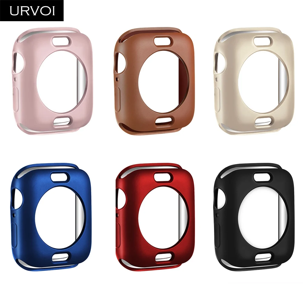 Бампер URVOI для apple watch 4, 5, 3, 2, ТПУ чехол, чехол для iwatch, протектор, тонкая рамка, матовая, цветная, с рисунком, 38, 40, 42, 44 мм