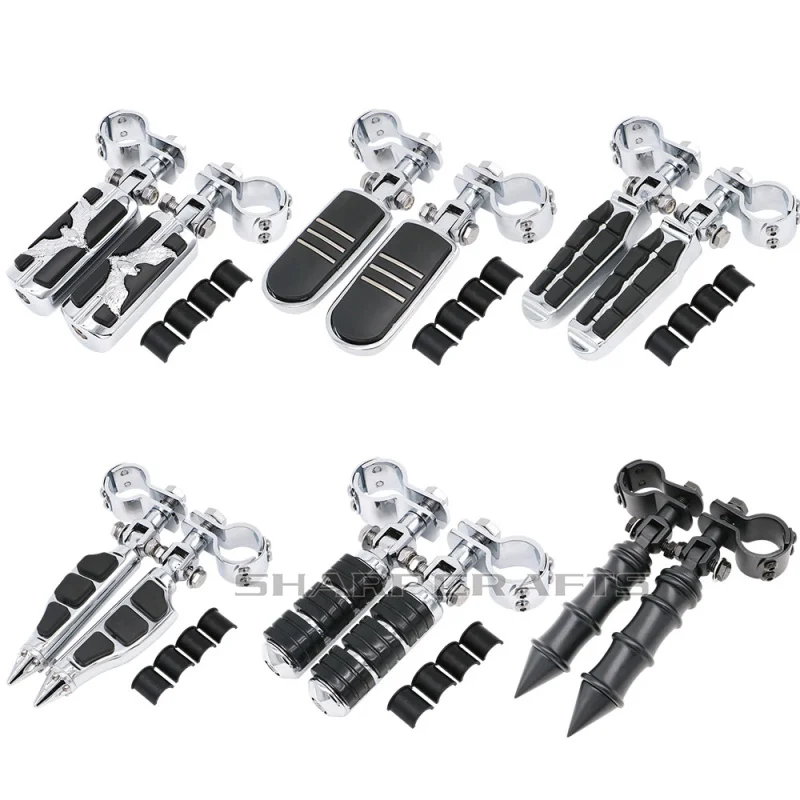 

Motorcycle 1" Or 1-1/4" Highway Crash Bar Foot pegs Clamps Engine Guard Mounts Kit For Yamaha Kawasaki Suzuki Honda Triumph