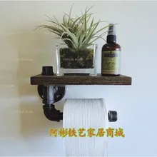 Индивидуальные деревенский Ретро японский Zakka туалет, ванная комната, железный шланг, бумажная вешалка для полотенец, полка из цельного дерева