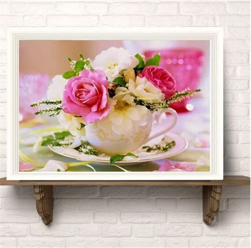 

5D Needlework Diy Diamond Painting Cross Stitch Rose Diamond Embroidery Flower Vertical Print cube Drill Home Decor