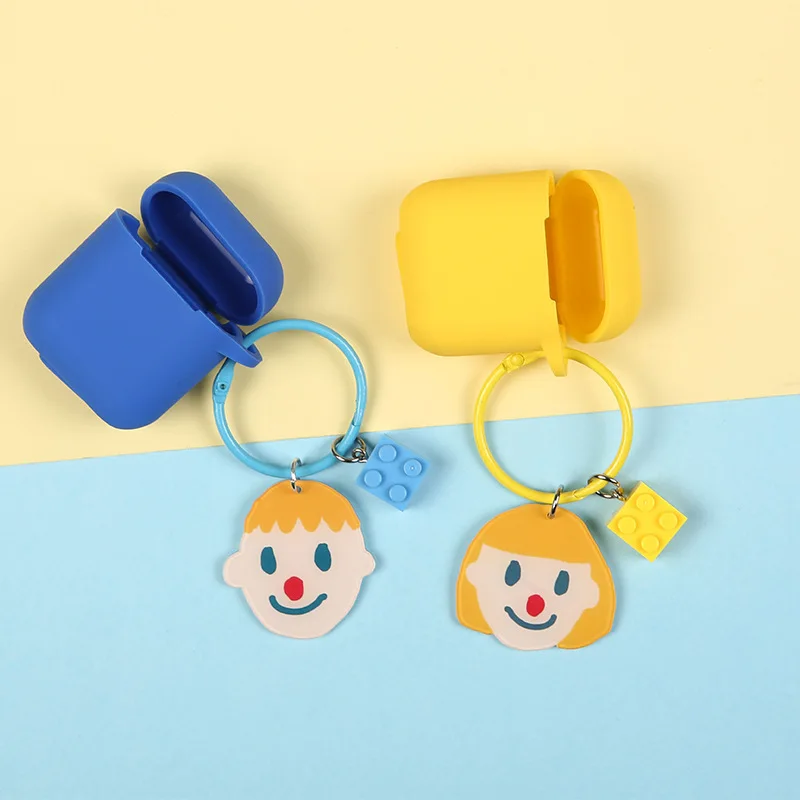 

Cute Cartoon Couple boy girl avatar Keychain Key Ring Headphone Earphone Case For Apple Airpods Accessories cute silicone cover