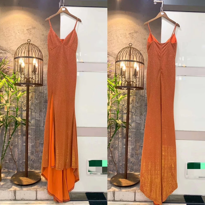 Мода Оранжевый Спагетти ремень V Neeck сексуальное летнее женское платье сетчатая одежда для клуба Длинное Макси вечернее платье Vestidos