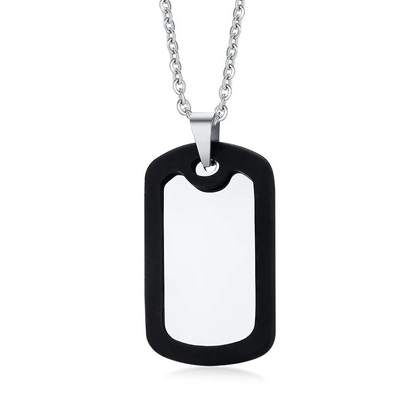 Персонализированные мужские черные Dogtag Цепочки и ожерелья силиконовые Обёрточная бумага военные Нержавеющая сталь Nameplated подарок мужу - Окраска металла: silver