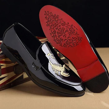 

M-anxiu Animal Prints Print Leather Shoes Fashion Classic Doug Men Shoes Business Pointed Toe Leather Bright Wedding Flat Shoes
