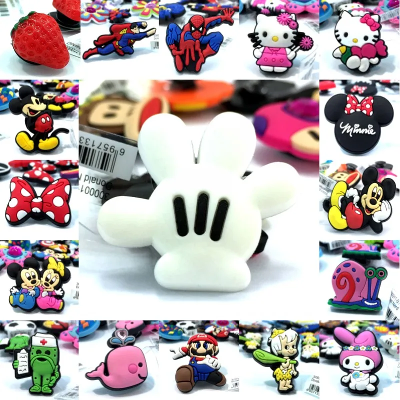 

1pcs Mickey Avenger High Imitation Shoe Charms Strawberry Whale Shoe Accessories Buckles fit Bracelets Croc Decor JIBZ Kids Gift