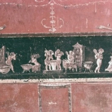 Amoretti  The Goldsmith   63-79 AD  Roman Art  Fresco  Casa dei Vettii  Pompeii  Italy Poster Print (18 x 24)