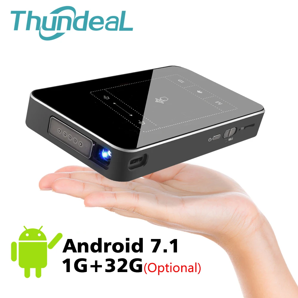 

ThundeaL T18 DLP Mini Projector Android 7.1 WiFi 3D P8I 4K Pico Pocket P9 Projector Touch Pad Battery 5000mAh Bluetooth HDMI In