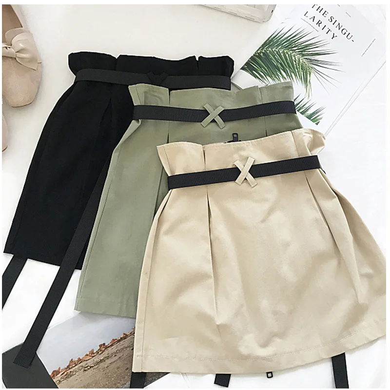 Half-length Skirt Women Pocket Skirt Sashes Ladies Short Tool Skirt Summer 2019 Korean A Line Zipper One-Step Skirt with Belt Half-length Skirt Women Pocket Skirt Sashes Ladies Short Tool Skirt Summer 2019 Korean A Line Zipper One-Step Skirt with Belt