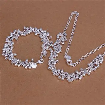 

S153 925 Hot Selling silver jewelry set, fashion jewelry set Smooth Grape Ball Bracelet Necklace S153 /alfajcma awxajoea
