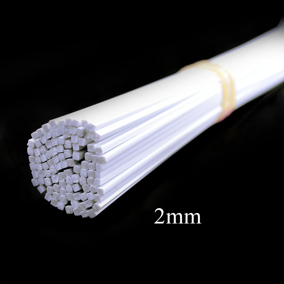 2mm×2mm×10/" ABS Plastic Square Bars Rod for Architectural Model Making DIY 10pcs