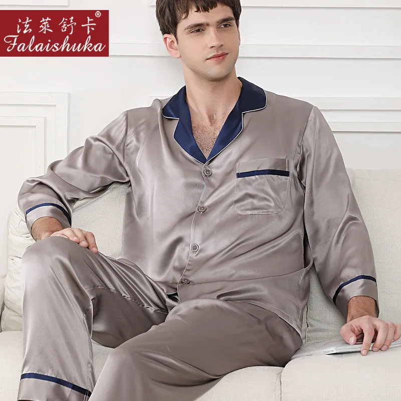 

Elegant fashion 100% mulberry silk pajamas sets men Sleepwear 19 momme pure genuine silk noble male elegant pyjamas men T9049