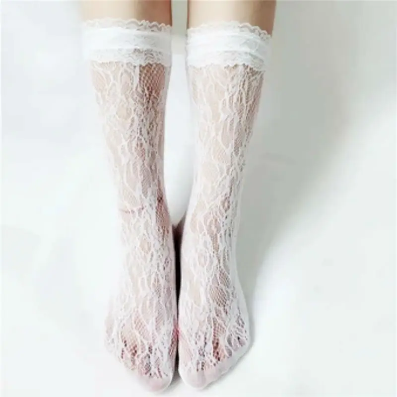 Японские черные и белые черные кружевные гетры Лолита нейлоновые кружевные носки женские носки белая униформа носки
