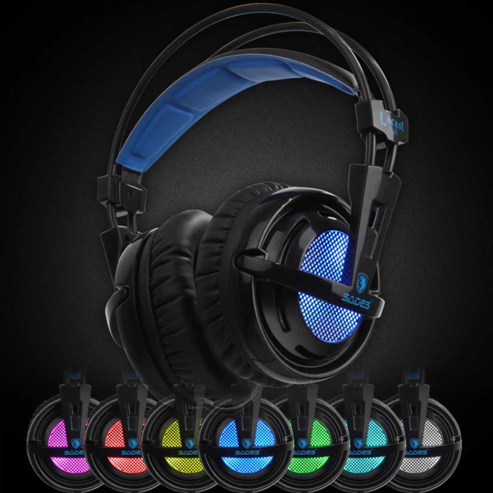  SADES Locust Plus Headphones 7.1 Surround Sound Headset elastic suspension Headband Earphones with 