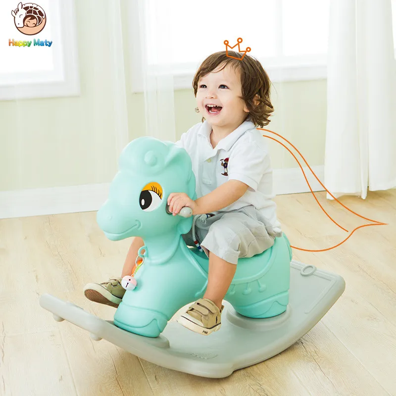 Cute Plastic Animals Rocking Horse Musical Rocking Pony Educational Ride On Rollers toys Birthday Gift for Children Baby Kids