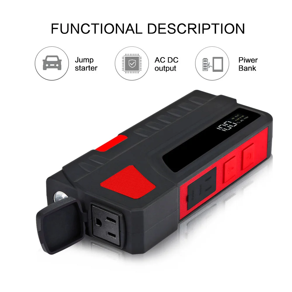 

AC 110V Power Bank 1000A Peak 12V Car Jump Starter (Up to 6.0L Gas or 3.0T Diesel Engine) Auto Battery Booster Portable Phone