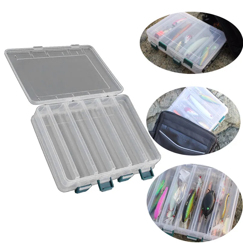Double Sided 12 Compartment Fishing Lures Tackle Hooks Baits Storage