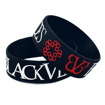 

OBH 1PC One Inch Wide Black Veil Brides Silicone Rubber Bracelet for Music Concert