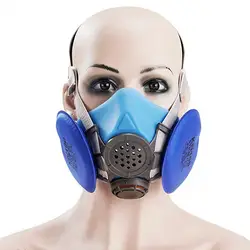 Половина респиратор с фильтром синего цвета Анти-пыль Краски многоразовый противогаз маска для промышленного