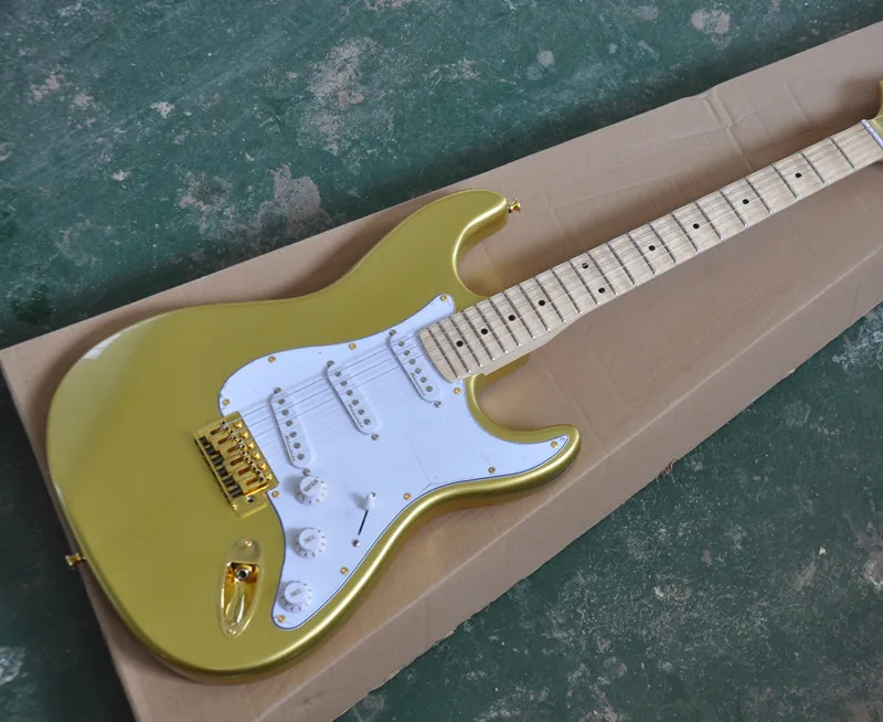 

6-String Electric Guitar,Twinkling Gold Color Body,Maple Fingerboard,Scalloped Neck,Gold Hardware,22 Frets,can be Customized