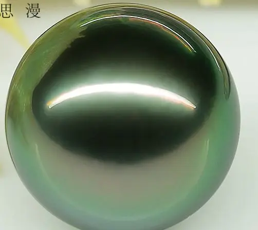 

charming AAA++11-12mm natural south sea black round pearl half drilled