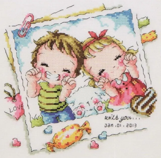 cs-2631 Cross Stitch Kit With You Getting into Memory Little Boy and Girl Innocent Pure Love SO