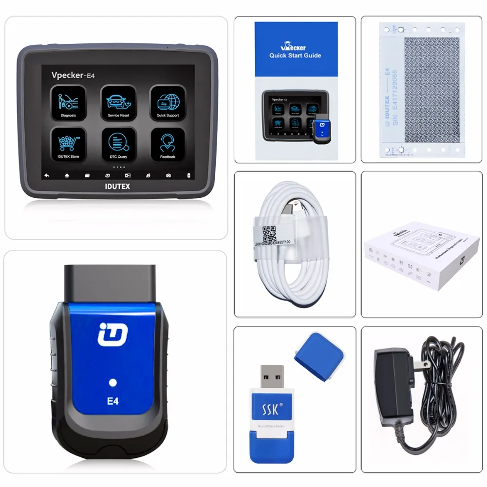 2019 Vpecker E4 OBD2 Wi-Fi/Bluetooth OBD 2 Автомобильные сканер + 8 дюймов Android Vpecker Tablet ОДБ 2 Автосканер Инструменты диагностики