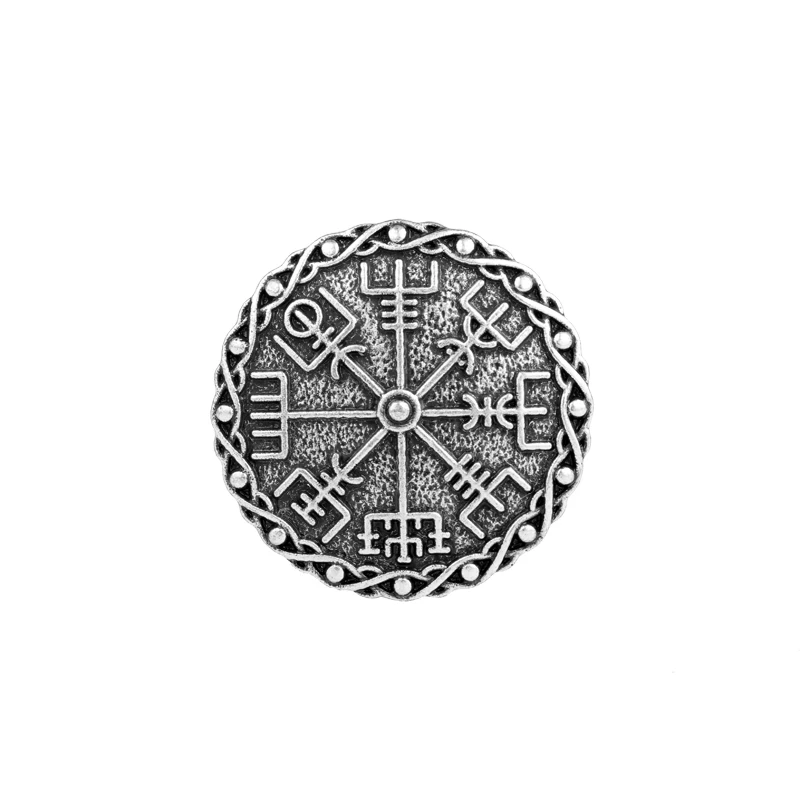 Новая модная булавка для воротника Vegvisir Viking Compass нагрудные булавки винтажная застежка бабочка булавка серебряное ювелирное изделие подарок для женщин и мужчин - Окраска металла: Покрытие антикварным серебром