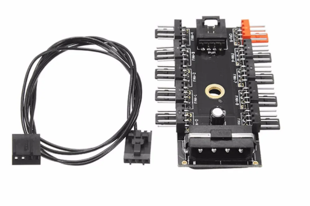 2018 Black PC 1 to 10 4Pin Molex Cooler Cooling Fan Hub Splitter Cable PWM 12V 4Pin Power Supply Adapter For Mining