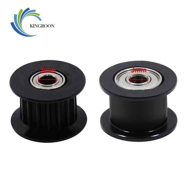 KINGROON 1 قطعة الأسود GT2 المهمل بكرة ل 3D طابعة أجزاء الألومنيوم 20 الأسنان 16 الأسنان 2GT توقيت بكرة تتحمل 3 ملليمتر 5 ملليمتر العرض عجلة 1