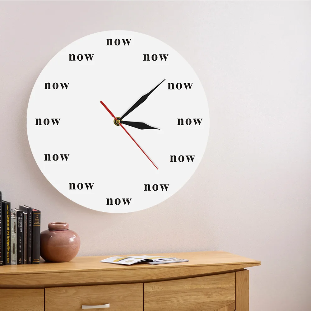 1Piece The Time Is Now Decorative Wall Clock Contemporary Now Clock