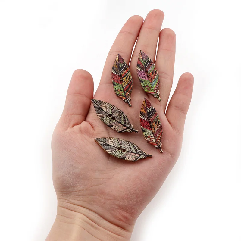 Leaves wood buttons 5