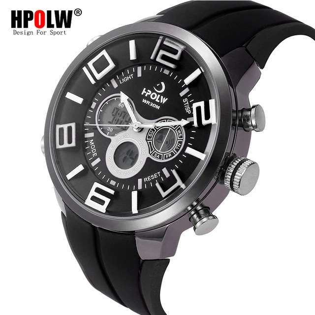 HPOLW Brand Outdoor Sport Watch Men 30m Waterproof Digital Quartz Dual Time Sports Military Watches Climbing Running Clock Men