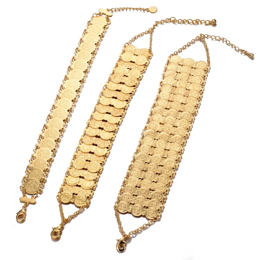

Wando Gold Color Coin jewelry bracelets&bangles for women 24k plated ball beads bracelet gold bracelet women/girls bracelet