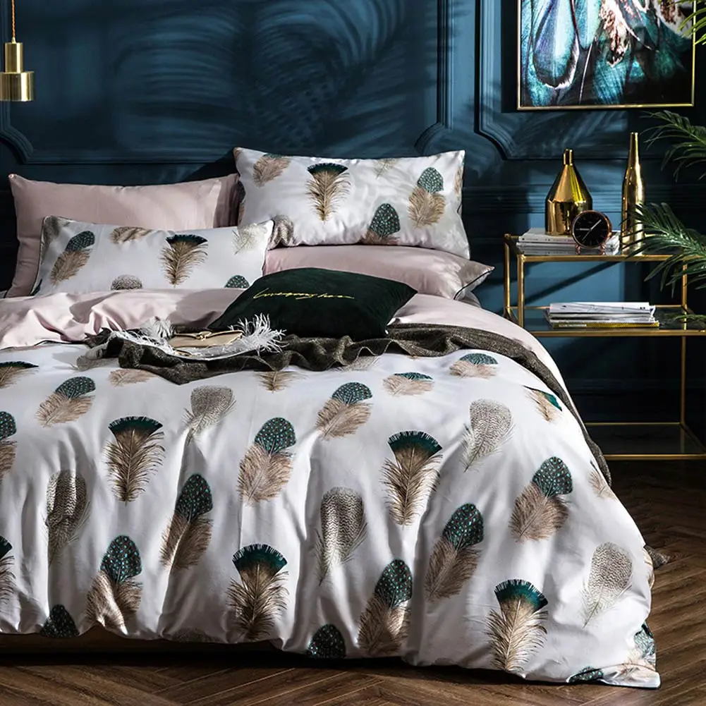 Богемный комплект пододеяльников для пуховых одеял с изображением животных павлина, роскошное постельное белье из египетского хлопка, Комплект постельного белья простыня, покрывало