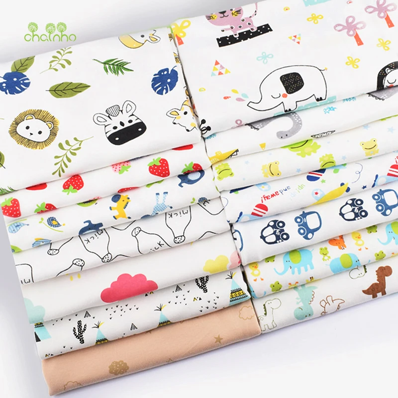 Chainho, серия мультфильмов, ребристая Трикотажная хлопковая ткань с принтом, для шитья и шитья, материал детского нижнего белья, 90x100 см