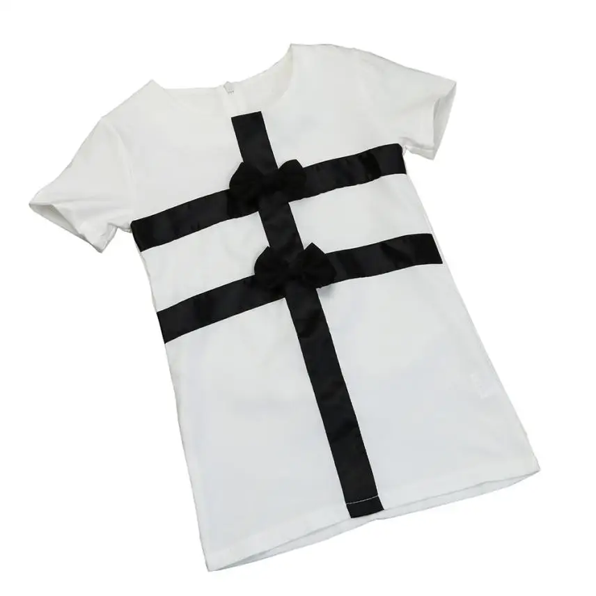 

2018 cute Mommy & Me Toddler Girl Bow tie skirt parents wear daughter Short Sleeve Tops T Shirt Dress Outfit P30 baby clothes