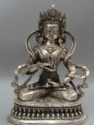 JP S0524 10 "Тибет Тибетский Буддизм Серебряный Сиденья Ваджрадхара Ваджрабхайравы Статуя Богини (B0413)