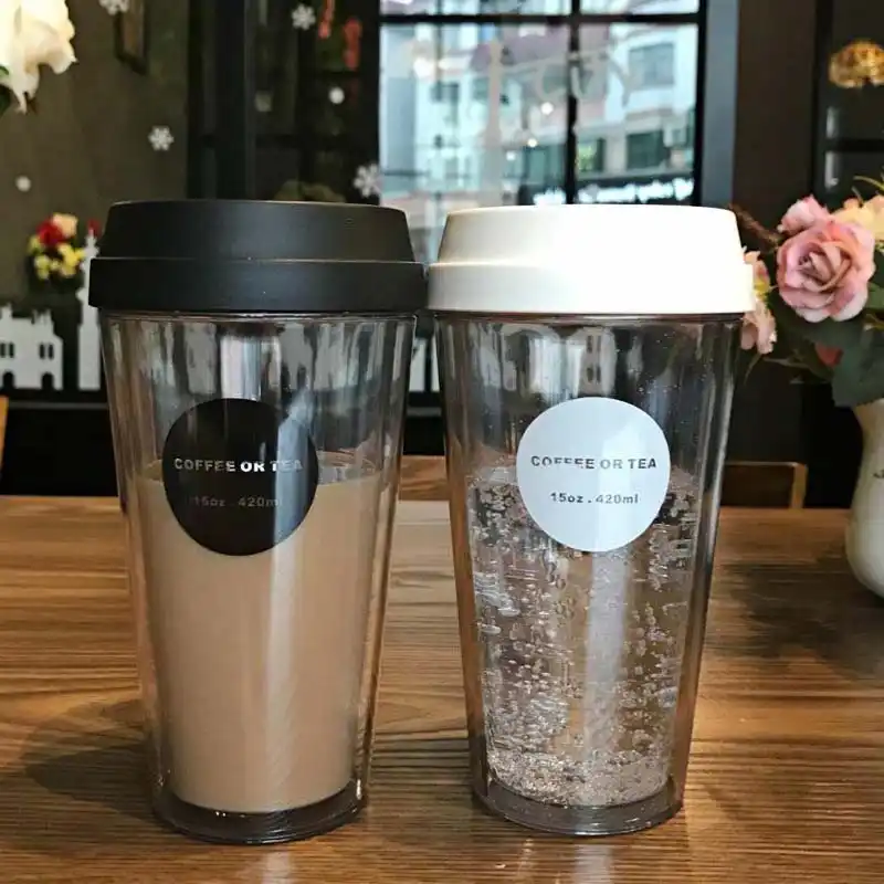 Round Mug Car Slip Water Transparent 320420520ml Office Outdoor Non Gift Cup Cover Travel Double Coffee bfvY76yg