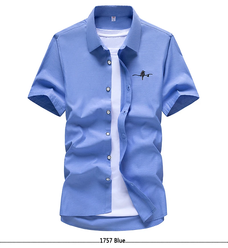 Мужская пляжная рубашка Летний стиль короткий рукав Повседневная рубашка тонкий хлопок Camisa Social Masculina брендовая одежда Размер M ~ 5XL