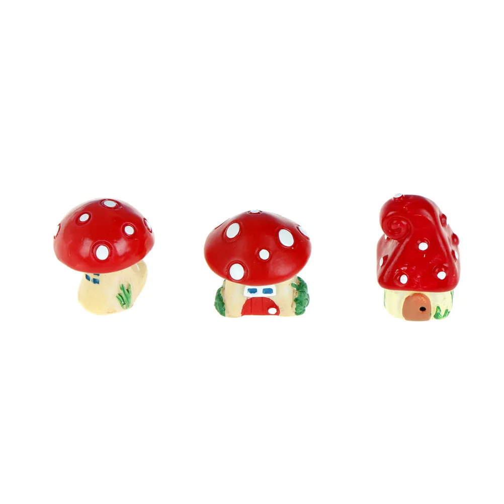 NEW Red Mushroom House DIY Resin Fairy Garden Craft Decoration Miniature Micro Gnome Terrarium Gift 3.5*1.5cm Wholesale