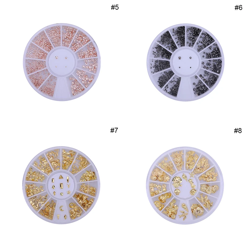 3D заклепки для ногтей металлические розовые золотые гвозди ракушка Звезда Луна мульти размер аксессуары DIY наконечники для украшения ногтей в колесо