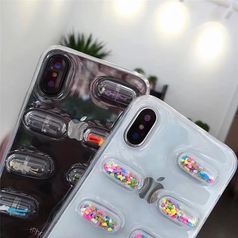 LUDI 3D Fun Cartoon Capsule Doll Phone Case For iphone X Case For iphone 6 6S 7 8 Plus Colorful Stereoscopic Clear Soft TPU Case5
